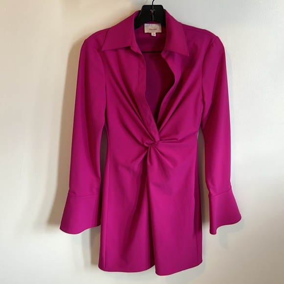 Cinq a Sept McKenna Knot Front Shirt Dress Fuschia - Picture 2 of 8